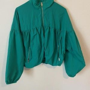 Free People Green Windbreaker Zip-up